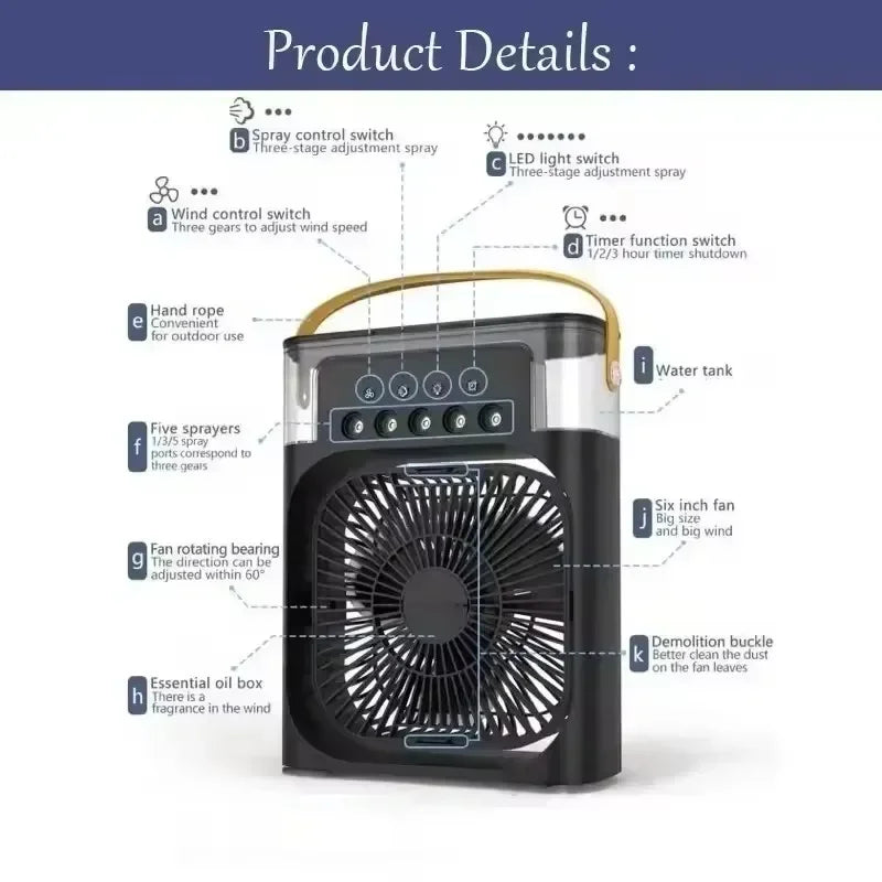 Portable 500mL Air Cooler & Humidifier